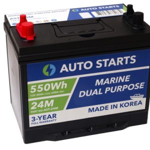 AUTO STARTS MARINE DUAL PURPOSE BATTERY 24M 550Wh 12V 80Ah (c20) 600A (EN) 260x172x200/223 1/1 EAN47