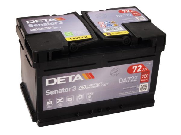 DETA SENATOR 3 DA722 12V 72Ah 720A(EN) 278x175x175 0/1 EAN3661024024280