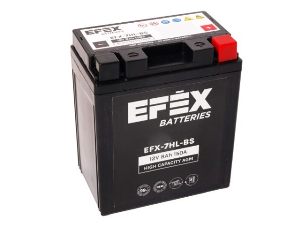 114 X 71 X 131, - +, EFEX HIGH CAPACITY AGM 12V 8AH 150A EFX-7HL-BS YTX7HL-BS