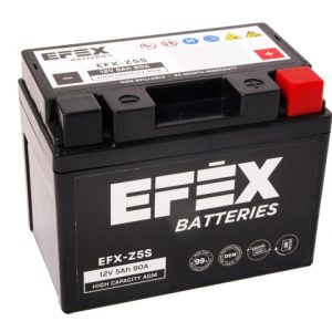 113 X 70 X 85, - +, EFEX HIGH CAPACITY AGM 12V 5AH 90A EFX-Z5S YTZ5-S EAN4751039330649