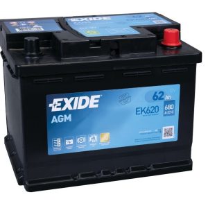 EXIDE START-STOP AGM EK620 12V 62Ah 680A(EN) 242x175x190 0/1 EAN3661024037891