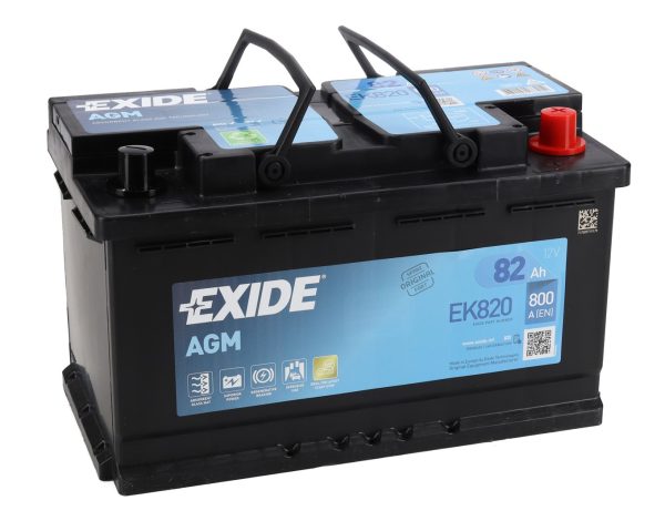 EXIDE START-STOP AGM EK820 12V 82Ah 800A(EN) 315x175x190 0/1 EAN3661024037914