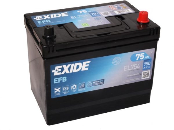 EXIDE EFB EL754 12V 75Ah 750A(EN) 270x173x222 0/1 EAN3661024037631