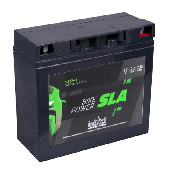 185 x 80 x 170 - + Intact Bike Power SLA 12V 22Ah(c20) 230A(EN) SLA12-22 EAN4250227554329