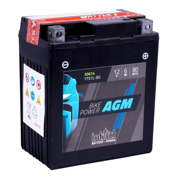 114 x 71 x 131 - + Intact Bike Power AGM 12V 6Ah(c20) 80A(EN) CTX7L-BS LI-01 GEL12-7L-BS EAN42502275