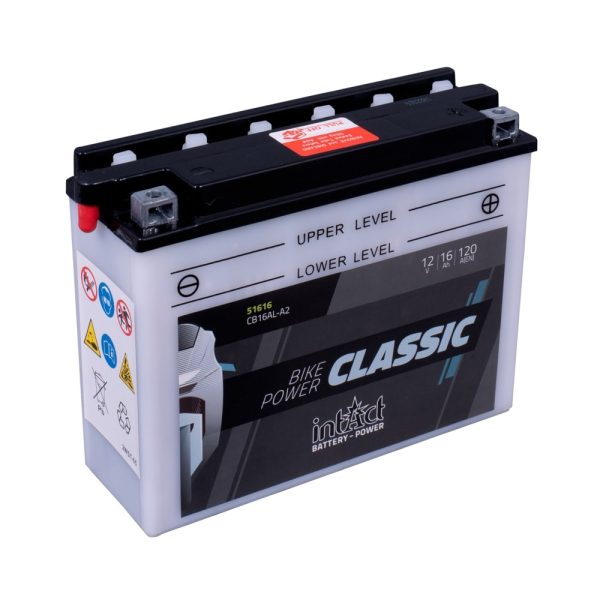 205 x 71 x 164 - + Intact Bike Power 12V 16Ah(c20) 120A(EN) CB16AL-A2 GEL12-16AL-A2 IZPĀRDOŠANA EAN4