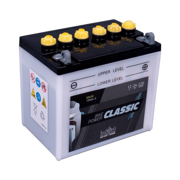 186 x 125 x 176 - + Intact Bike Power 12V 24Ah(c20) 220A(EN) 12N24-3 LI-07 GEL53030 53030 GEL52410 E