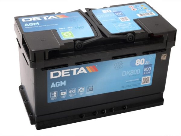 DETA START-STOP AGM DK800 12V 80Ah 800A(EN) 315x175x190 0/1