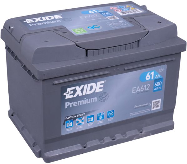 EXIDE PREMIUM EA612 12V 61Ah 600A(EN) 242x175x175 0/1 EAN3661024034272