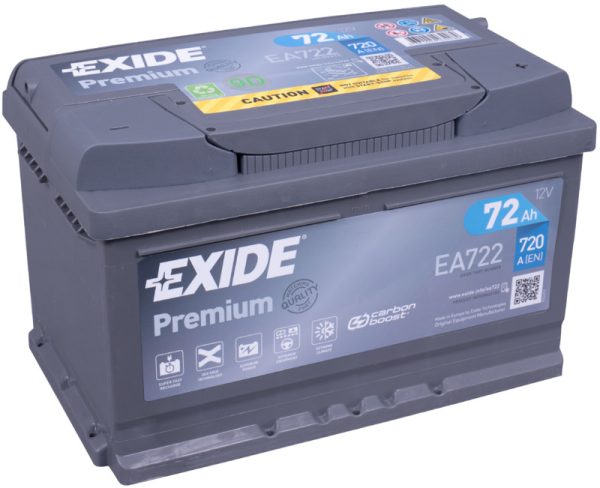 EXIDE PREMIUM EA722 12V 72Ah 720A(EN) 278x175x175 0/1 EAN3661024034289