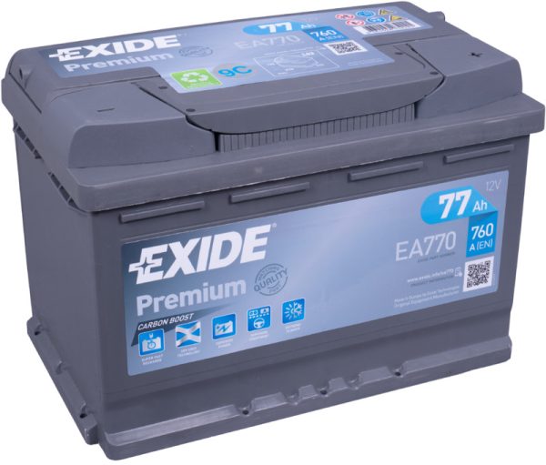 EXIDE PREMIUM EA770 12V 77Ah 760A(EN) 278x175x190 0/1 EAN3661024034241