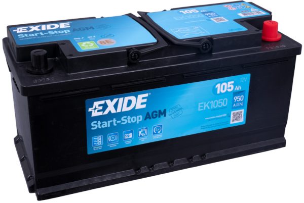 EXIDE START-STOP AGM EK1050 12V 105Ah 950 A(EN) 392x175x190 0/1 EAN3661024036504