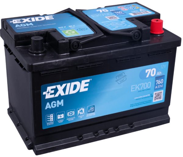 EXIDE START-STOP AGM EK700 12V 70Ah 760A(EN) 278x175x190 0/1 EAN3661024035712