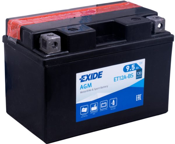 150 x 87 x 105, + -, EXIDE Bike AGM 12V 9.5Ah 130A(EN) YTX12A-BS K-51013 IZPĀRDOŠANA