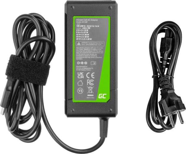 65W USB-C barošanas bloks, lādētājs Green Cell