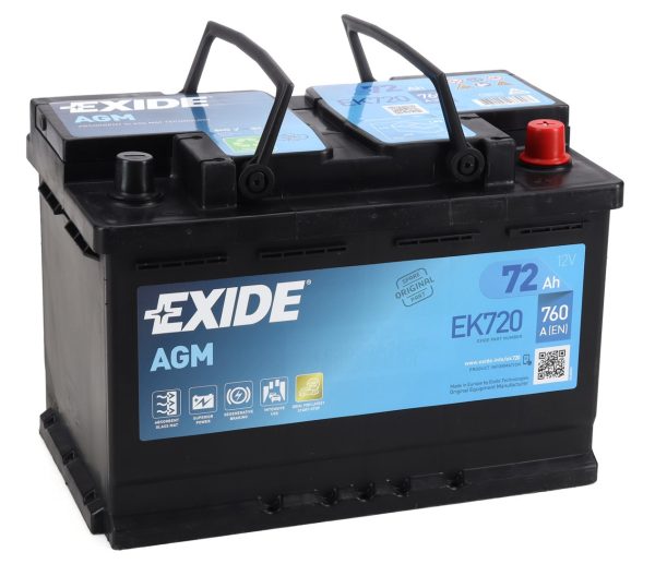 EXIDE START-STOP AGM EK720 12V 72Ah 760A(EN) 278x175x190 0/1 EAN3661024037907
