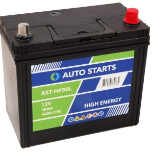 AUTO STARTS HIGH POWER JIS 12V 50Ah, 420A (EN) 238x129x227 0/3 ar klemmju adapteri uz 1 EAN475103933