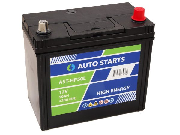 AUTO STARTS HIGH POWER JIS 12V 50Ah, 420A (EN) 238x129x227 0/3 ar klemmju adapteri uz 1 EAN475103933