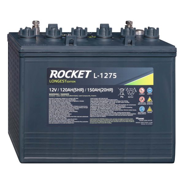 ROCKET DEEP CYCLE Nass-Batteriee, L-1275,  12V, 120Ah (c5), 150Ah (c20),  329x181x278 EHPT