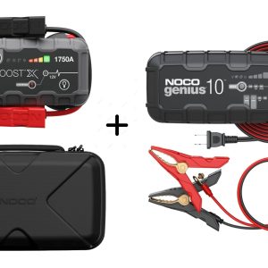 Komplekts NOCO GBX55 Boost X 1750A Jump Starter starta palīgiekārta + NOCO GBC102 iekārtas GBX55 aizsargsoma +NOCO GENIUS10 10A 6V/12V akumulatoru lādētājs