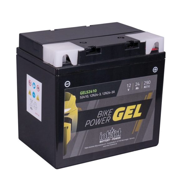 186 x 125 x 176 - + Intact Bike Power GEL 12V 24Ah(c20) 290A(EN) 12N24-3 EAN4250227555036