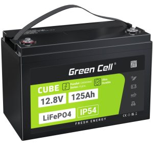 Dziļās izlādes akumulators Green Cell CUBE LiFePO4 125Ah 12,8V 1600Wh , 333x175x220