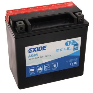 150 x 87 x 145 + - EXIDE Bike AGM  12V 12Ah (c20) 200 A(EN) TV +SP, YTX14-BS EAN3661024033862