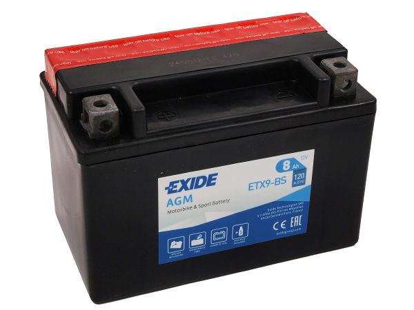 152 x 87 x 105, + -,  EXIDE Bike AGM  12V 8Ah (c20) 120 A(EN) TV +SP, YTX9-BS EAN3661024033831