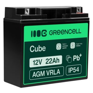 Dziļās izlādes akumulators Green Cell CUBE AGM VRLA 22Ah 12V 181x77x167